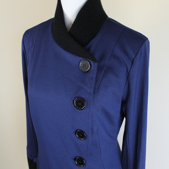 VENUS NEW Asymmetrical Button Jacket Navy Blue - Picture 2 of 8